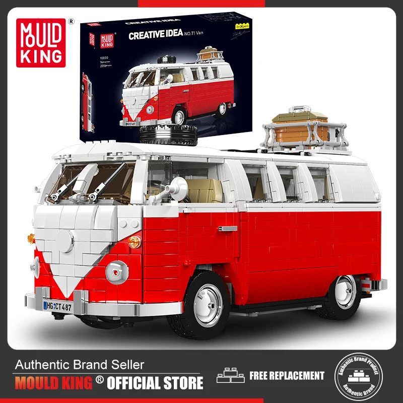 

Mould King 10030 Technical Car Building Block The T1 Van Car Model Assembly Vintage Car Bricks Toys New Kids Christmas Gift