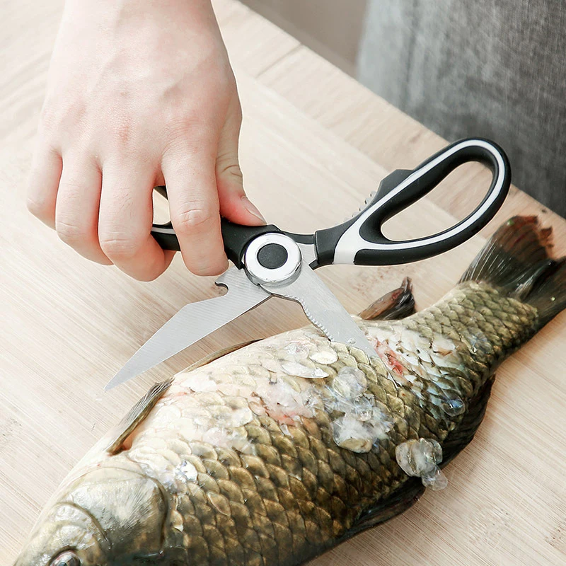 Description Picture 5 of item1PC Multi Functional Stainless Steel Household Kitchen Scissors For Cutting Vegetables, Chicken Bones, Fish, And Other Tools