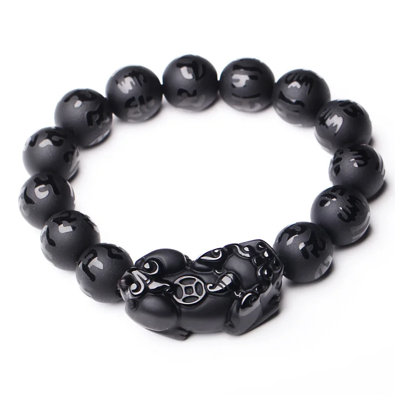 Bracciale Feng Shui In Giada Naturale Con Ciondolo Pixiu Intagliato A Mano – Portafortuna Unisex
