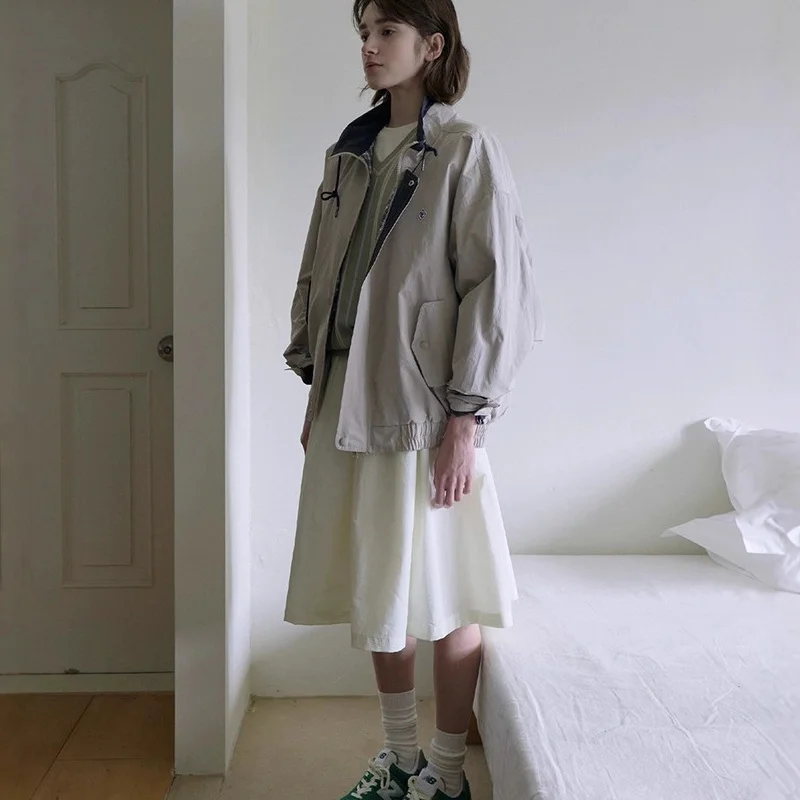 여성용 빈티지 양면 착용 루즈 캐주얼 자켓 Dongda Gate Workwear Outerwear East Gate H25 가을 컬렉션