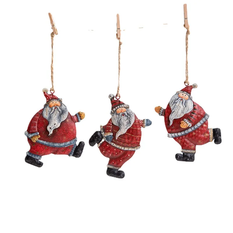 Snowman Santa Claus Angel Ornaments Hanging Pendants Iron Crafts Xmas Decor Christmas tree pendant