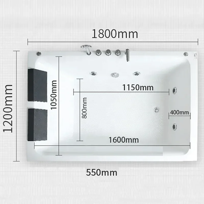 Indoor Massage Bathtub,acrylic Freestanding Bathtub Jakuzi 2 Person Hot Tub SPA Whirlpool 3