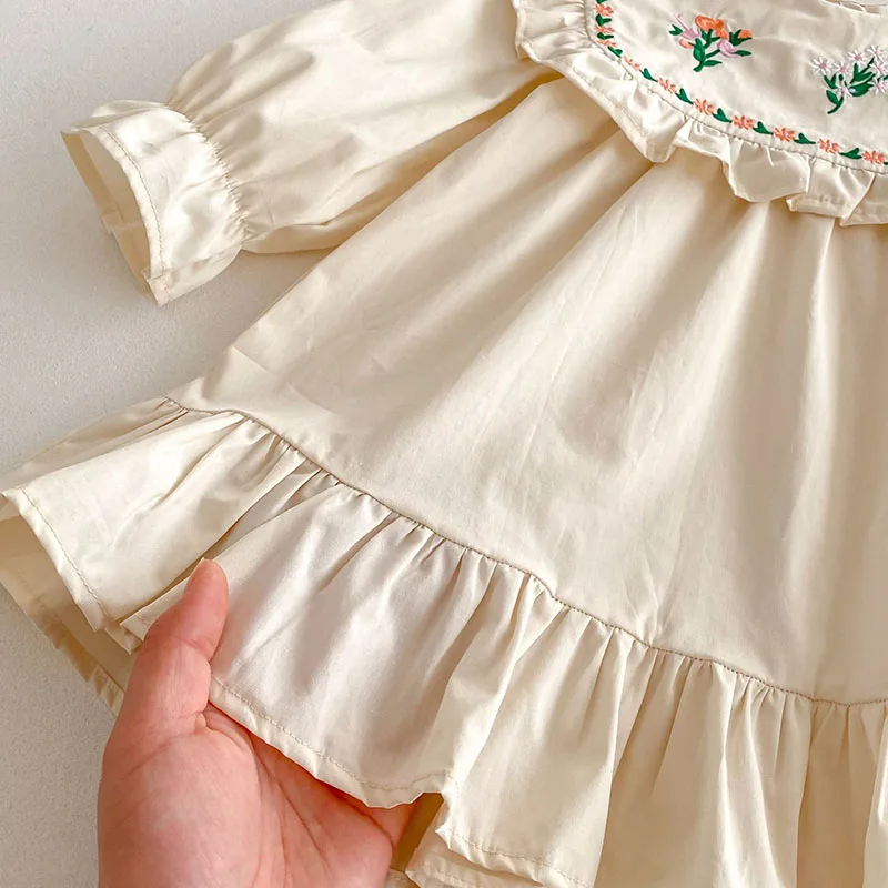 Cute Embroidered Flowers Girls Spring Dress