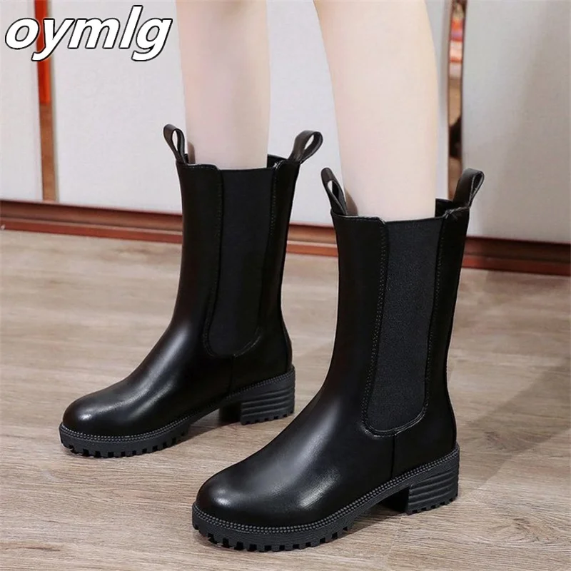 

Large size boots 2022 autumn winter Chelsea short boots women's winter medium tube thick bottom chimney knight boots wholesale