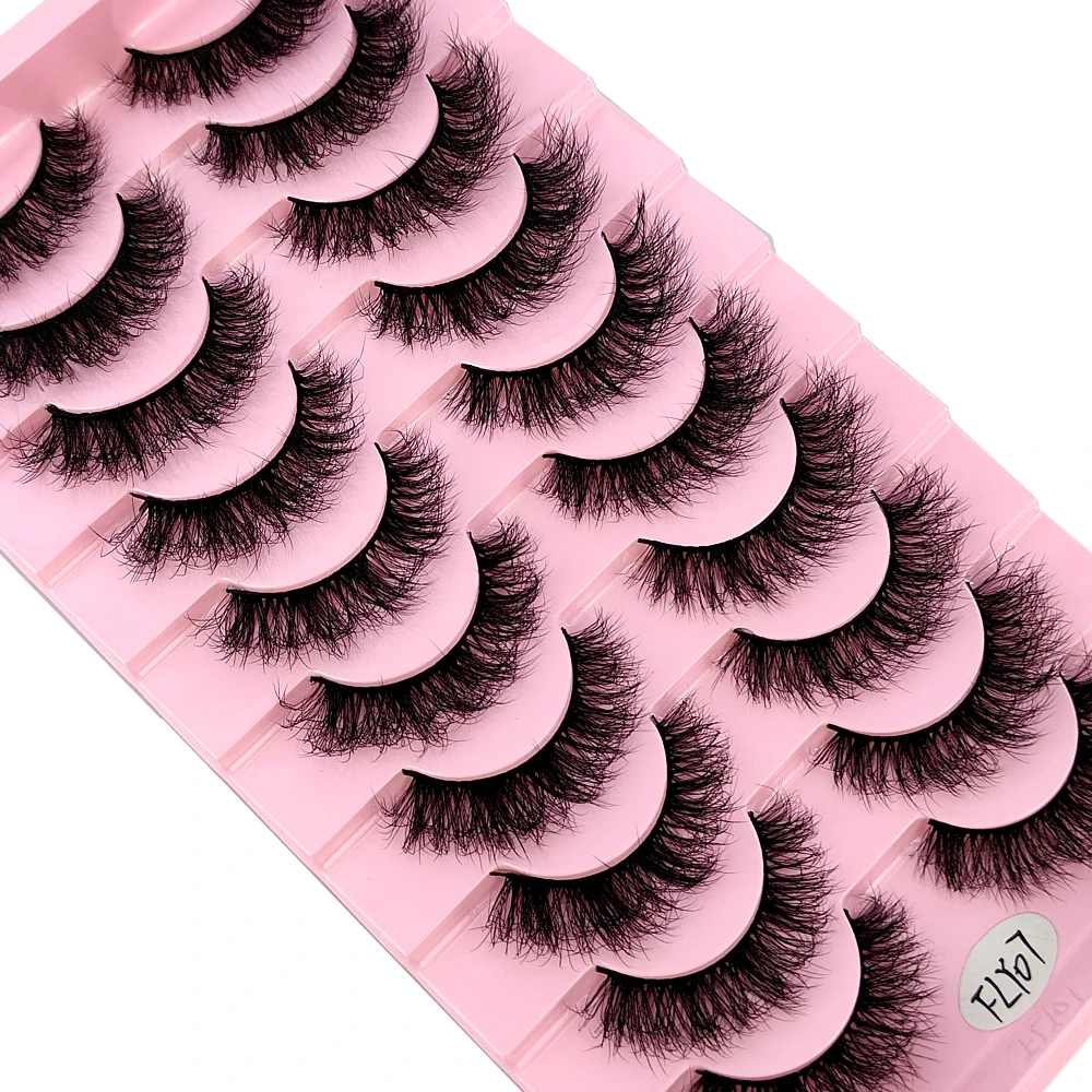 10 Paar künstliche Nerz-Wimpern, handgefertigt, falsche Wimpern, natürliches Nude-Make-up, Simulation, Kreuz, unordentliches Auge, 3D-Lockenwimpern – Detail 6