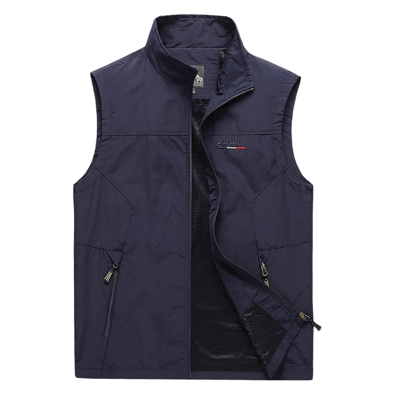 New Spring Summer Thin Men Vest Solid Windproof Waterproof Casual Jacket Sleeveless Vest Plus Size 6XL Mens Outwear Waistcoat