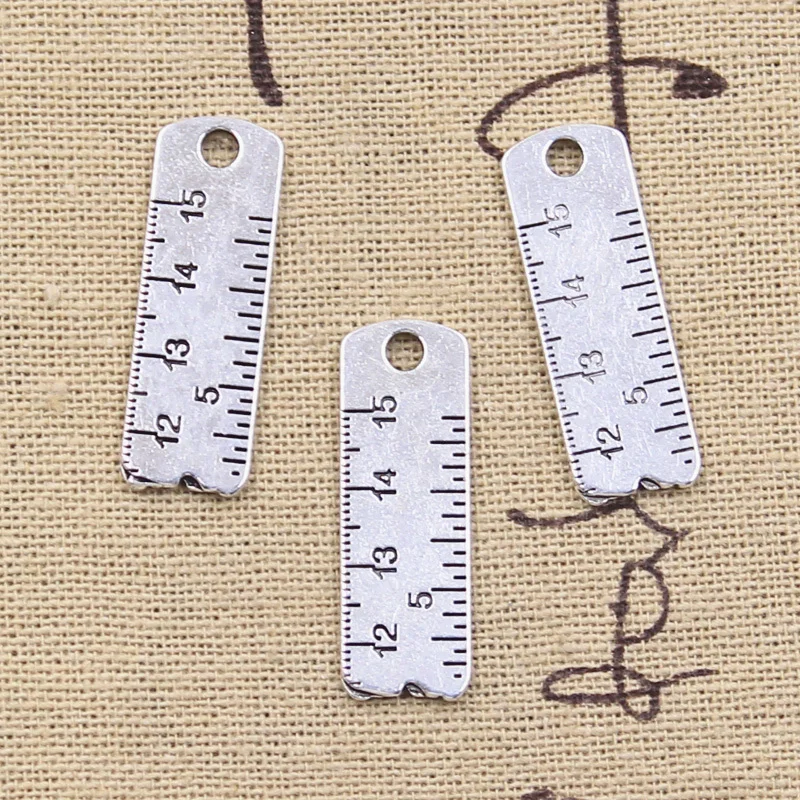 

10pcs Charms Tools Ruler Rule 29x10mm Antique Silver Color Pendants Making DIY Handmade Tibetan Finding Jewelry