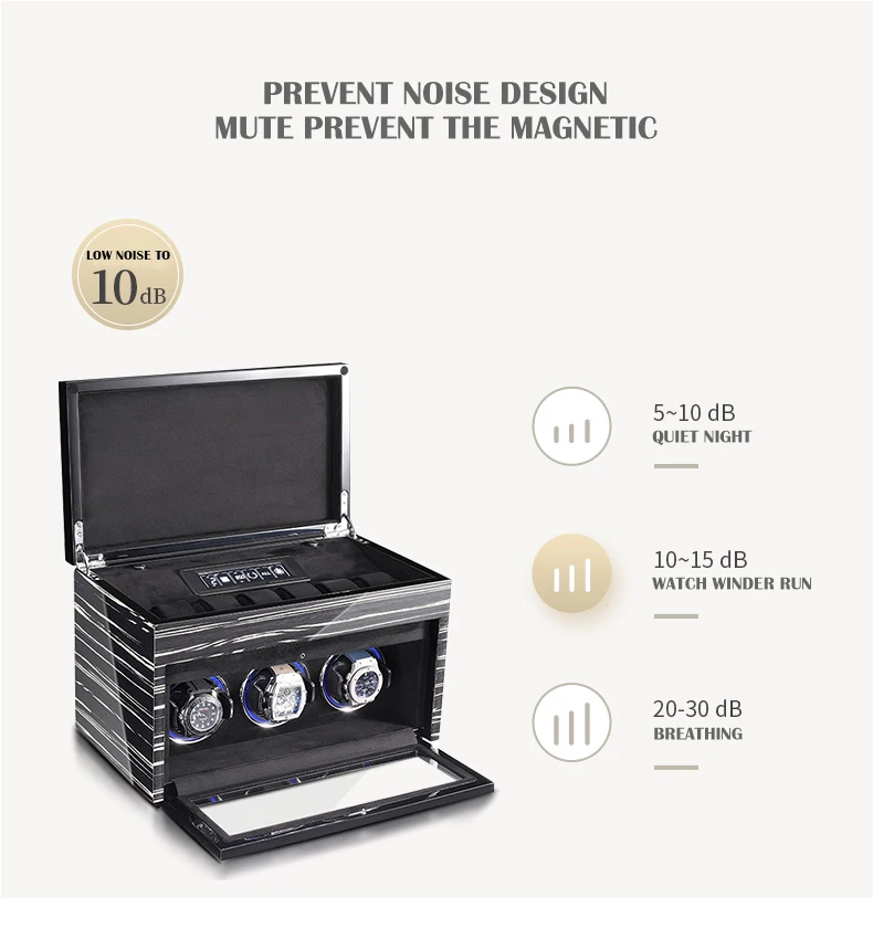 S47cc6f713cee4a57a001b0e7e8b5aae9n Luxury 4 Slot Mechanical Watch Winder Automatic Winding Wood Watch Storage Box Safe With Touch Control and LED Light Jewelry Box