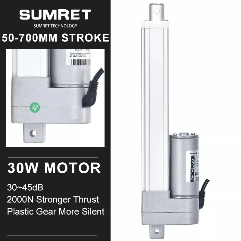 Attuatori Lineari Con Corsa Da 50-700Mm Dc12V 24V Motore Elettrico 433Mhz 2000N 5 Mm/S Asta Di Spinta Telescopica 600Mm 400Mm 200Mm
