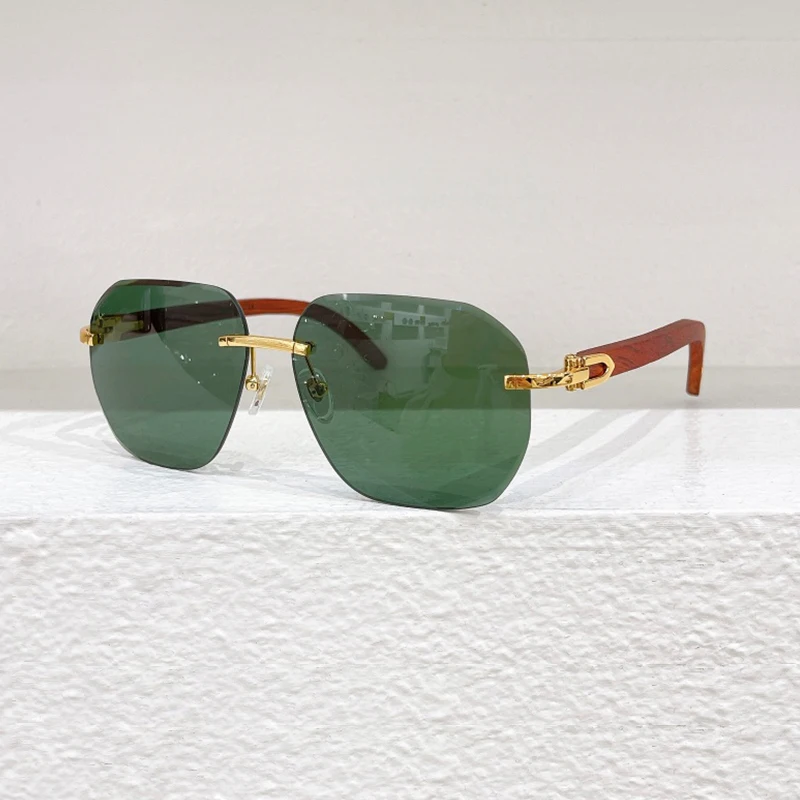 

High Quality Pilot Wooden leg Retro Sunglasses Men Women Fashion Eyeglasses Rimless Classical Retro Eyewear with Originals