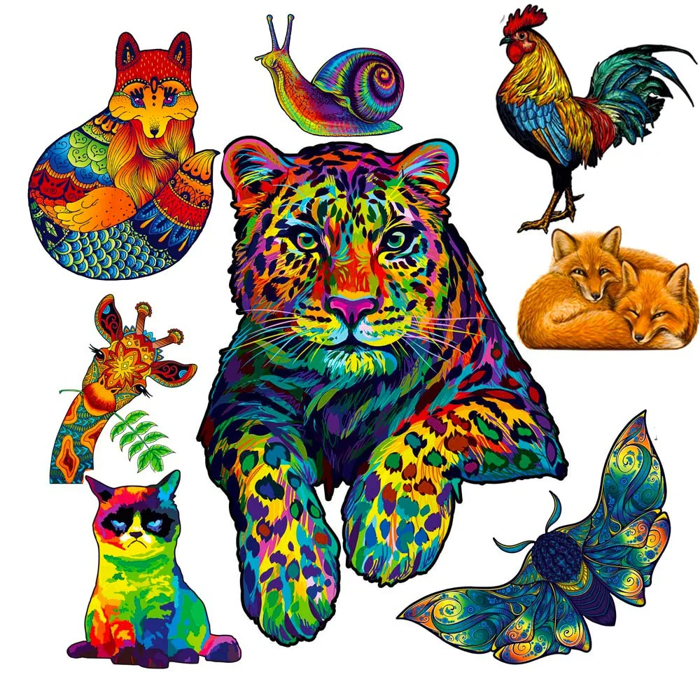 Пазлы деревянные в виде животных для взрослых и детей Уникальный Загадочный