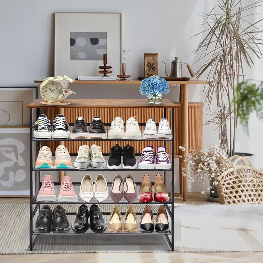 5Tier Tilting Adjustable Freestanding Shoe Rack 12Pairs for Durability and Stability for Entryways Hallways Closets Dormitory R