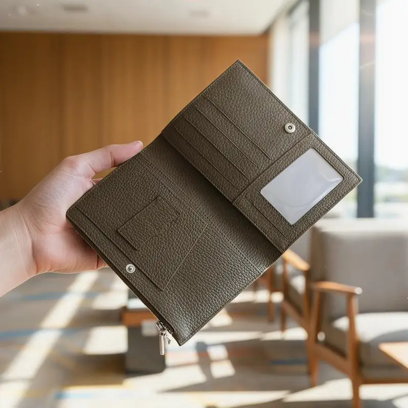 Porta passaporto in pelle, portatile, impermeabile, multi-card, portafoglio da viaggio unisex, con cerniera, per documenti e monete - immagine 5