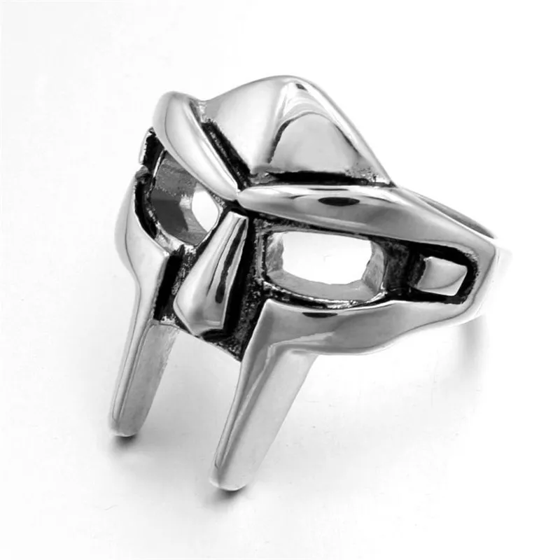 Oly2u Goth Hip Hop Mf Doom Mask Finger Rings for Men Gladiator Punk Egyptian Pharaoh Male Ring Retro Jewelry Party Accessories