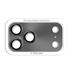 Premium Metal Camera Lens Protector with Tempered Glass Cover - iPhone 17 Pro (Titanium gray - A)