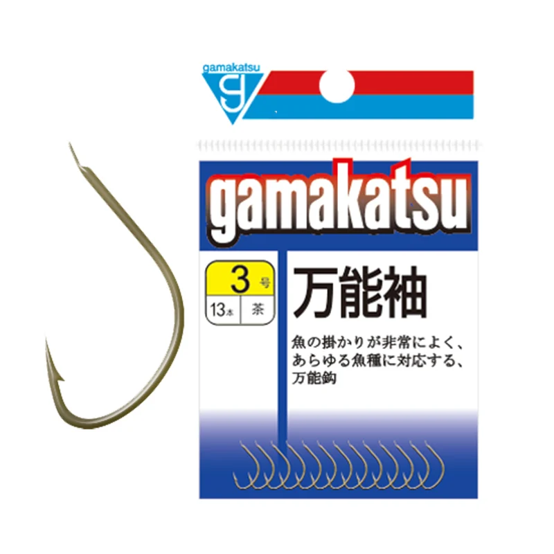 Gamakatsu Universal Sleeve Tan C1SD5 Angelhaken mit Widerhaken, dünner Streifen, heller Hartstahl zum Angeln, Größe 1–8 #