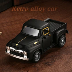 Vintage Pickup Truck Die - Cast Toy Car with Opening Doors and Realistic Details, Collectible Classic (Black)