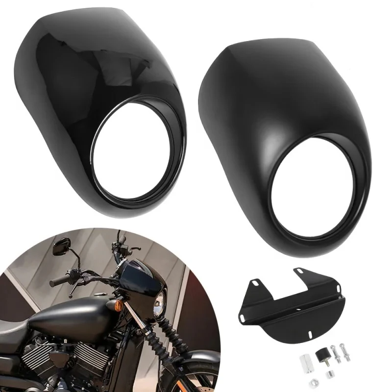 

For Harley 883 1200 Front Fork Mount Dyna Sportster XL Modified Retro Front Headlight Grill Fairing Cover ABS Plastic Windshield