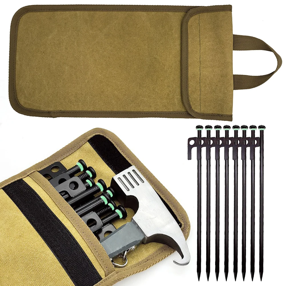 Borsa porta picchetti per tenda da campeggio, attrezzatura da esterno, sacca porta chiodi per tenda e telo da campeggio - immagine 3
