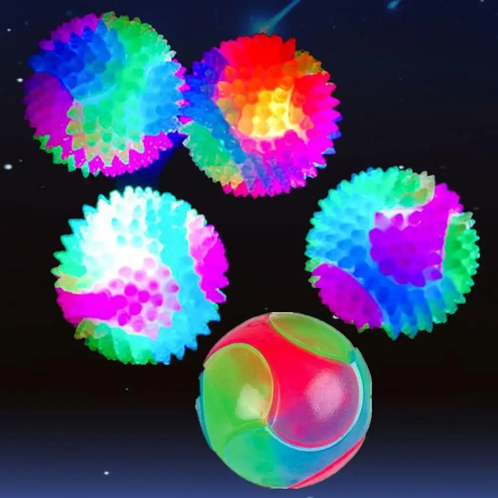 Pet Light Up Toy Ball Glowing LED Puppy Flashing Elastic Ball Toy Color Light TPR Ball Interactive Toys For Cats Small Dogs 4