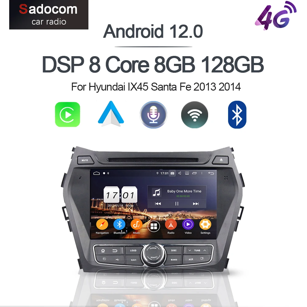 

8" 720P DSP PX6 2 din Android 10.0 8Core 4G RAM Car DVD Player GPS RDS autoradio car radio For Hyundai IX45 Santa Fe 2013 2014