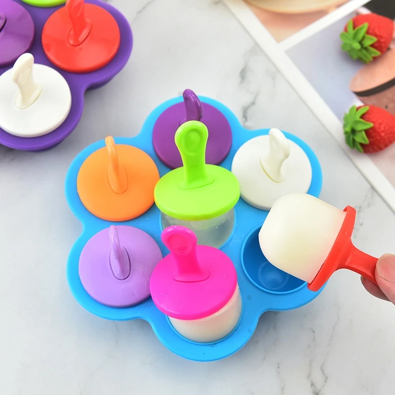 New 7 Holes DIY Ice Cream Pops Silicone Mold Ice Cream Ball Maker