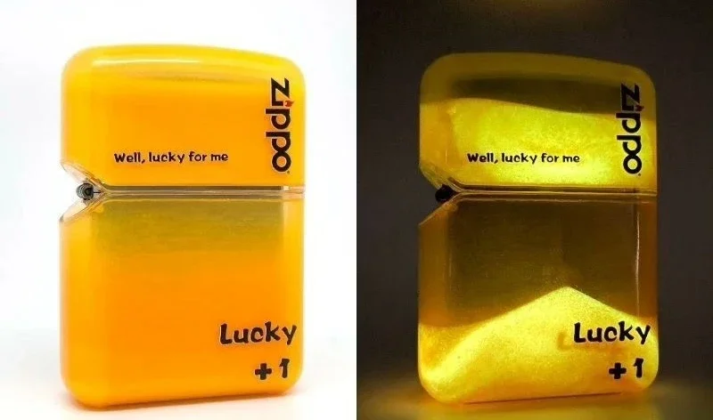 Zippo çakmak için kapak durumda, aydınlık şanslı bir ithal nadir