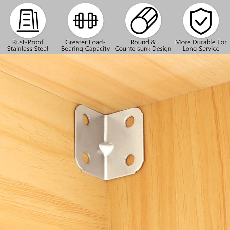 Detachable Corner Bracket Right Angle Fixed Bracket Stainless Steel Corner Code L-Shaped Furniture Fixed