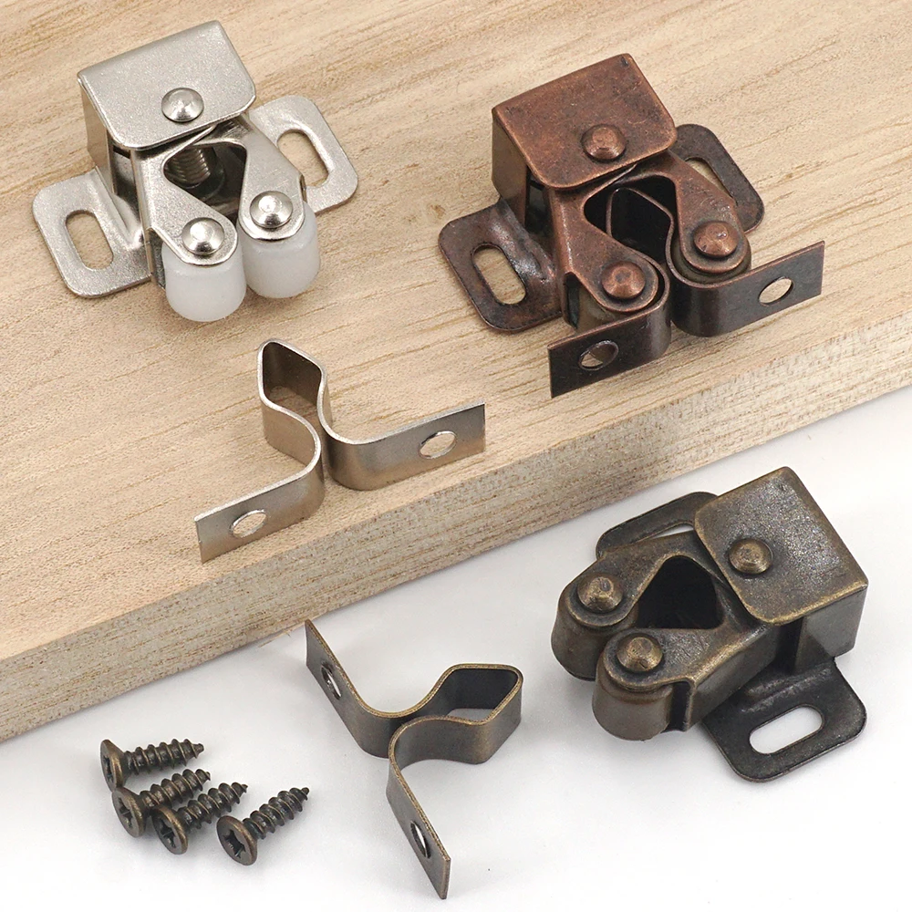 20 Sets Cabinet Roller Catch Door Stop Closer Stoppers Damper Buffer Clasp Latch for Wardrobe Cupboard Furniture Hardware