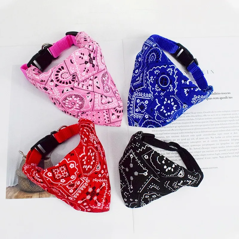 Pet Bib Adjustable Printed Cat Triangle Drool Towel