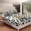 Leopard Print Fitted Sheet Twin Size Rose Flower Bedding Set for Kids Girls Women Room Decor Bed Sheet Set Branches Green Print 3