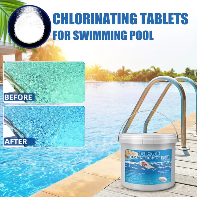 Medence Klór Stabilizált Klórozó Tabletták Élvezetesebb Úszóterület Tartós Tartás Víz Friss - Image 5