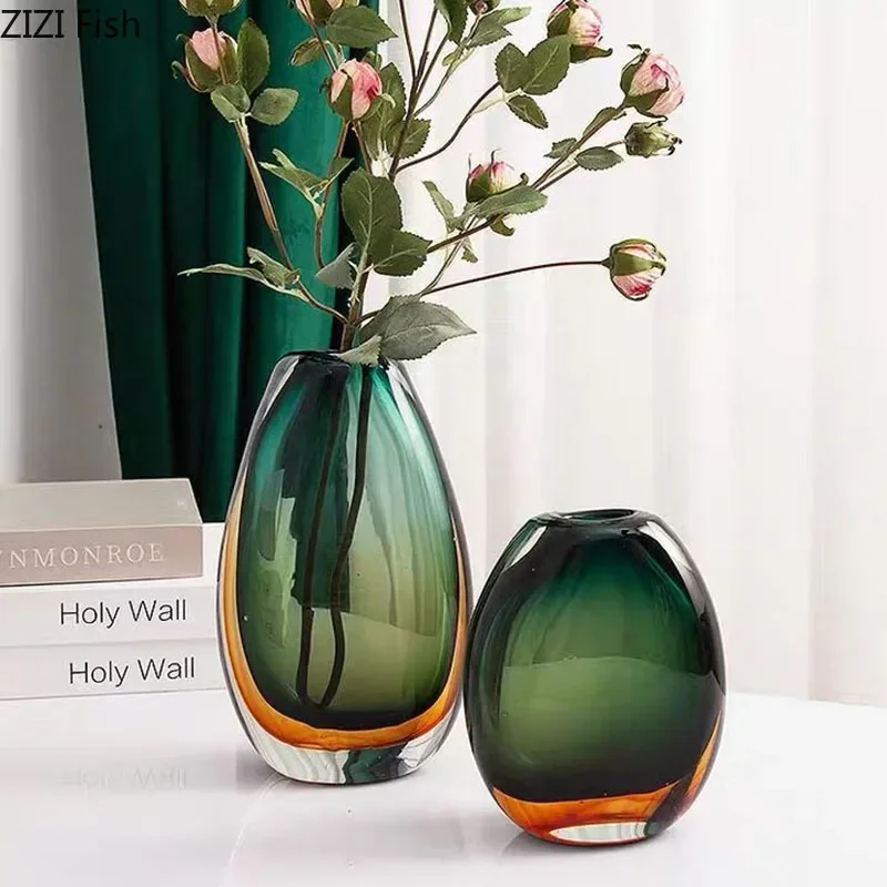 Multi-layer Painted Gradient Glass Vase Hydroponics Flower Pots Desk Decoration Artificial Floral Flowers Arrangement Vases 4