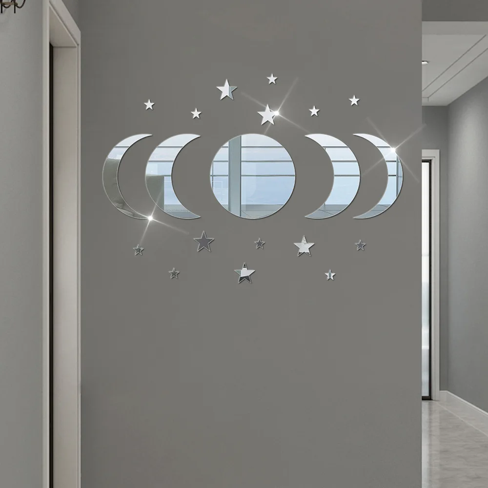 20pcs Acrylic Star Moon Shape Wall Sticker Lenses for Wall Decoration in Living Rooms, Bedrooms, and Other Places Decoration