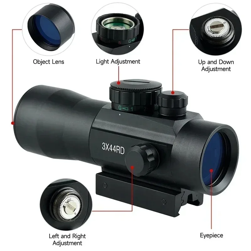 Red Dot Sight Rifle Scope 3X44 Reflex Hunting Optic Adjustable 11mm/20mm Rail red dot sight,rifle scope