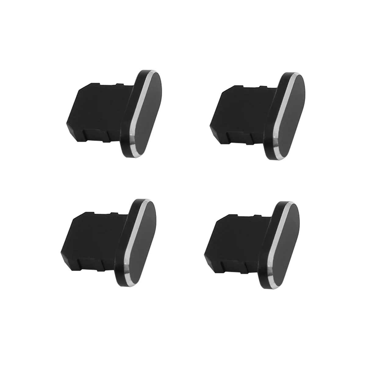 A17Z 4 조각 방진 플러그 충전 포트 스토퍼 캡 소프트 하우징 슬림 케이스 커버 for iPhone for iPhone 13/12/11-Black