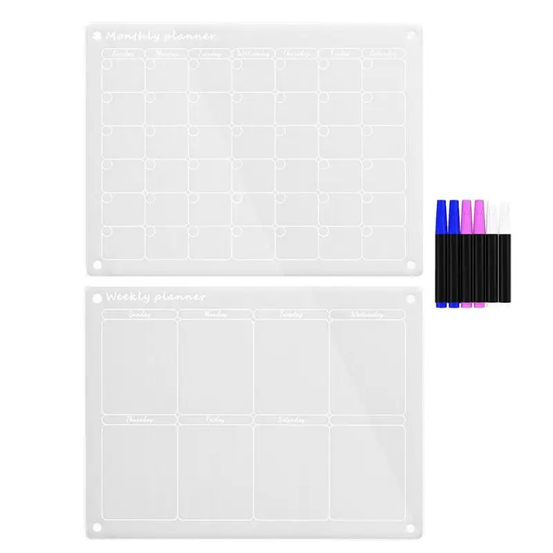 

Acrylic Dry Erase Board Transparent Fridge Magnet Sticker Reusable White Dry Erase Board Planner Schedule Board Home Supplies