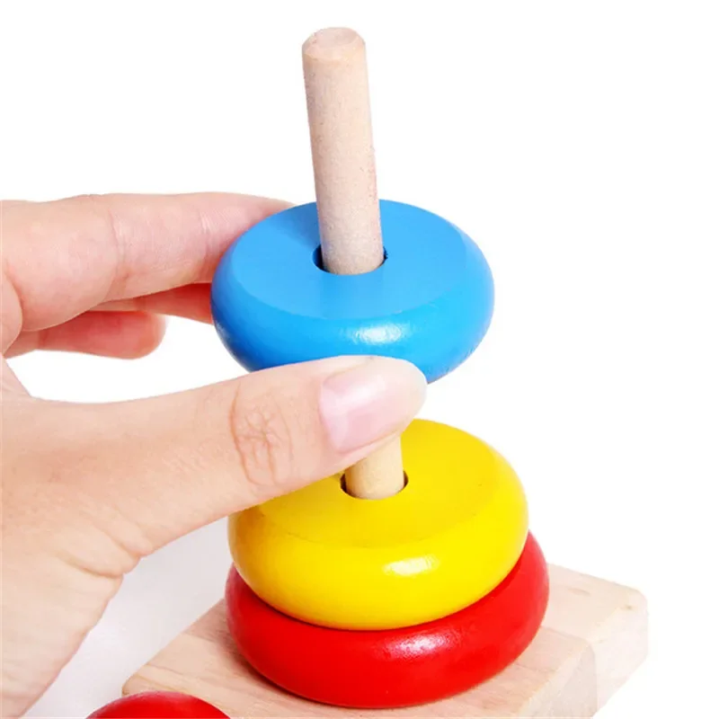 Building Blocks Wooden Toys Wooden Blocks Wooden Stacking Toys Stacking Blocks Rainbow Stacker Wooden Ring Educational Toy Kids Tower Stack Up Blocks Color Shape Game Baby Montessori Toys for Children Gifts