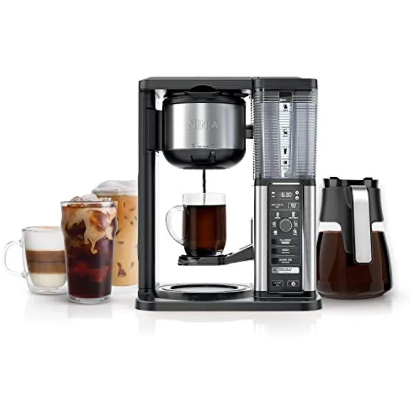 

DUTRIEUX-coffee grinder Specialty 10-Cup Coffee Maker, Built-in Water Reservoir, Fold-Away Frother & Glass Carafe