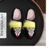 Plush Trump Wig Slippers Closed Toe Slippers Comfortable Fluffy Home Slippers Creative 3D Fake Hair Furry Slipper for Men Women 5