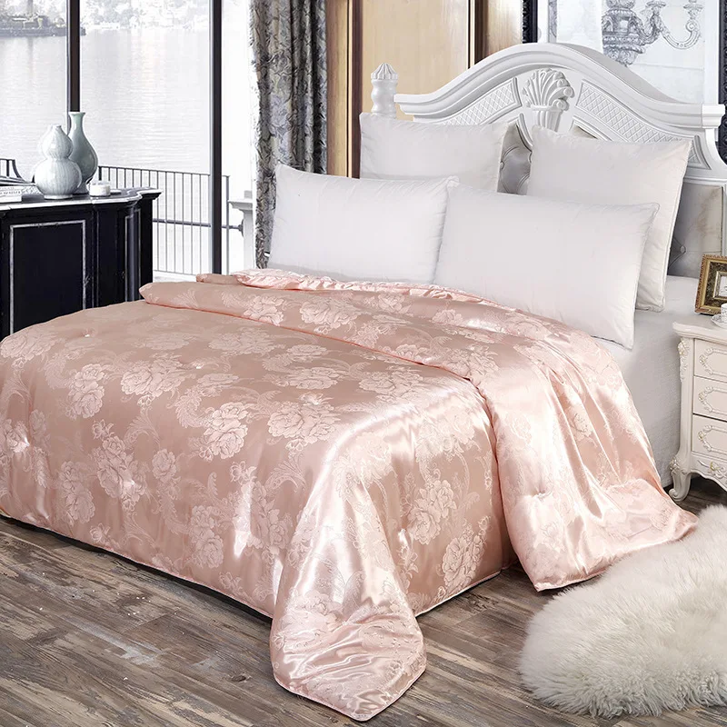 Silk Quilts Bed Comforter Spring Autumn Conditioning Jacquard Home