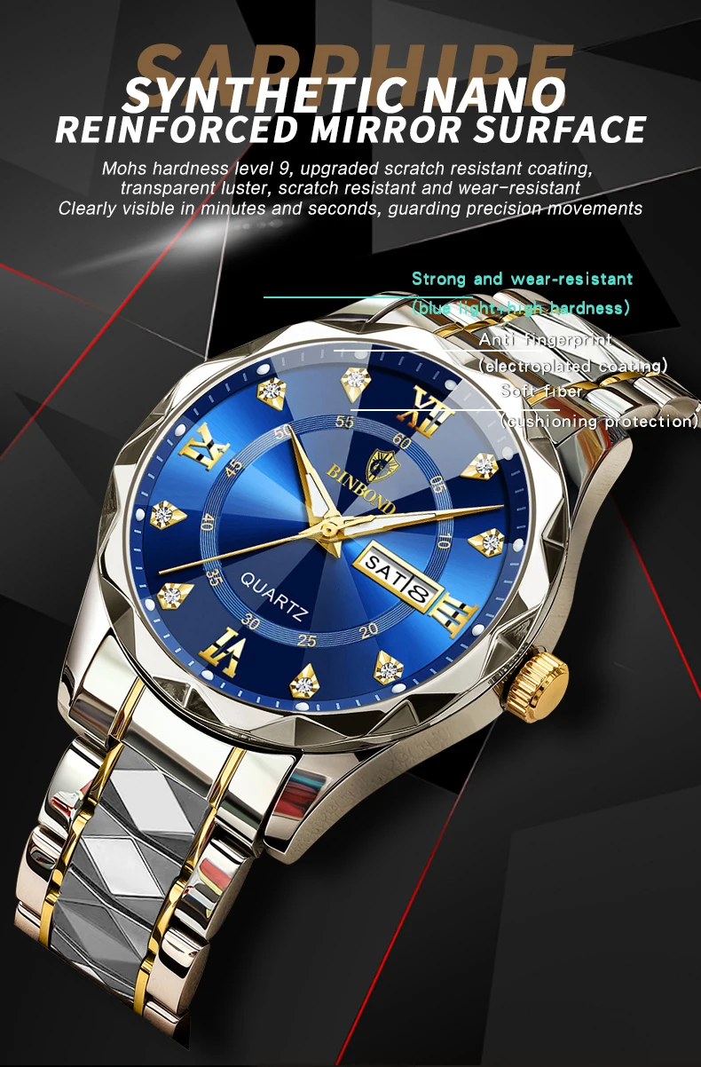 Men's Wrist Watch Waterproof Quartz Watch With Date And Glow_voghion.com