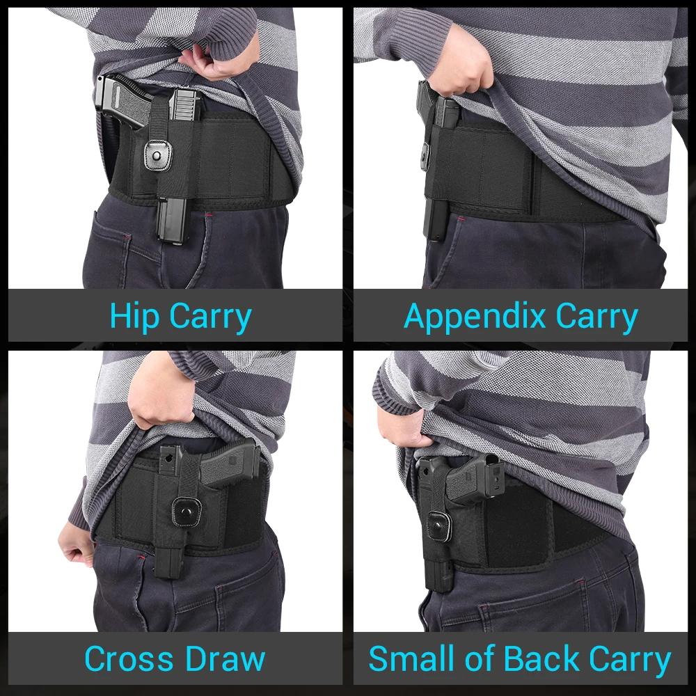 Tactical Belly Band Holster for Concealed Carry Waist Band Gun Holster for Left/Right Hand Pistol Holster Belt Handgun Holster 6