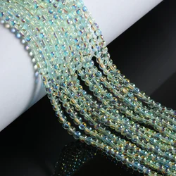 Iridescent Round Glass Beads for Jewelry Making - 4mm DIY Crafting Accessories (Green)