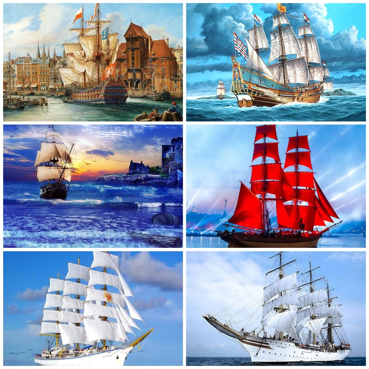 

5D DIY Diamond Painting Ship Diamond Embroidery Full Display Scenery Diamond Mosaic Cross Stitch Picture Of Rhinestone