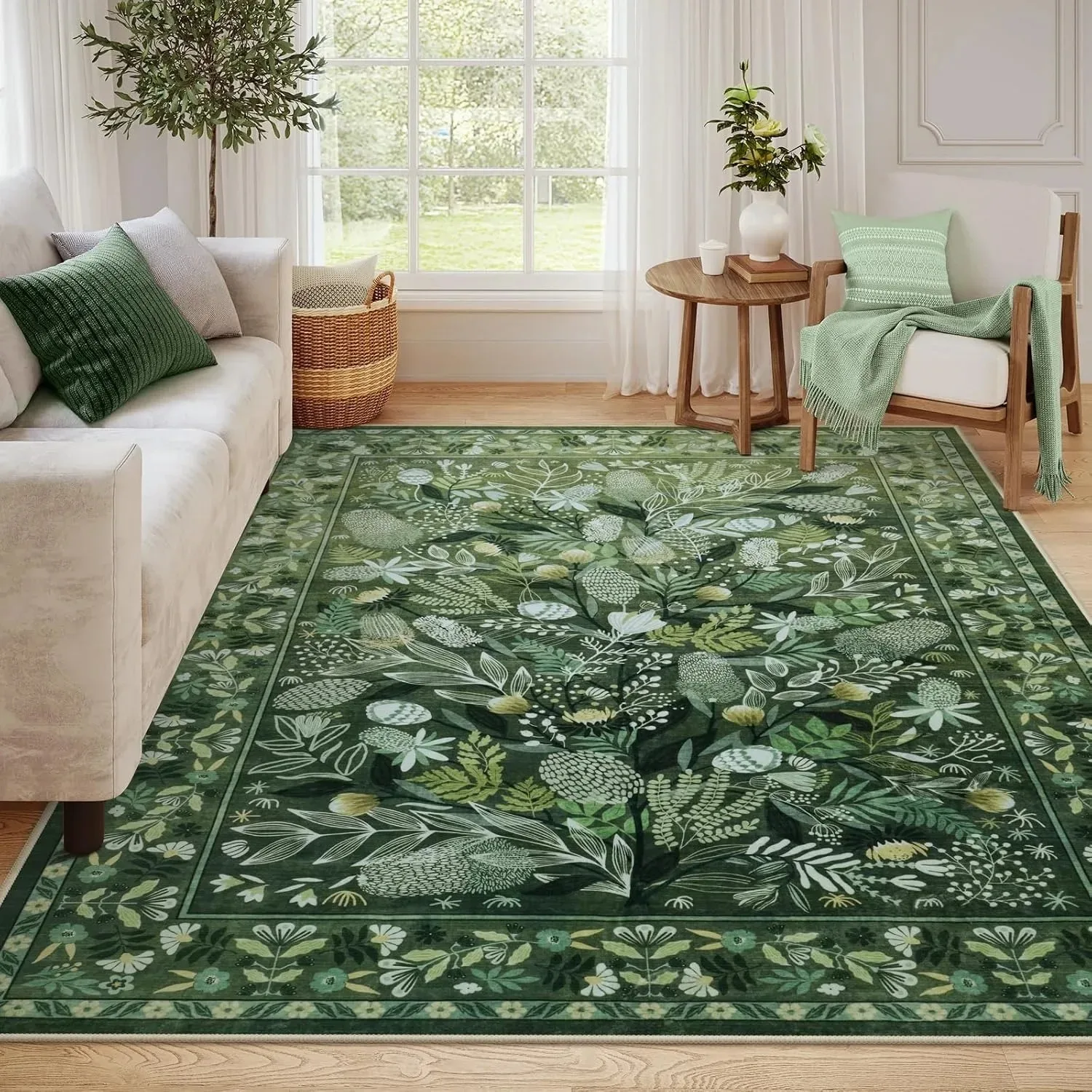Orange Floral Area Rug 2
