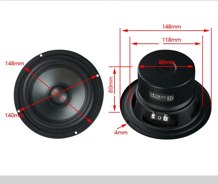 5.25 inch midrange speaker 4 ohm 8 ohm 35W-70w midrange speaker driver three-way pure DIY car audio