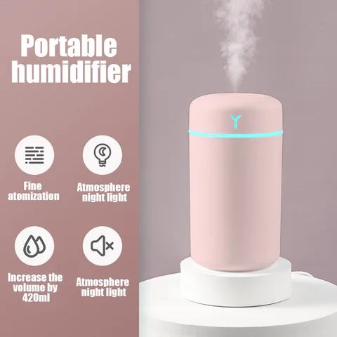 420ml Air Humidifier Aroma Oil Humidificador for Home Car USB Cool Mist Sprayer with Colorful Soft Night Light Purifier