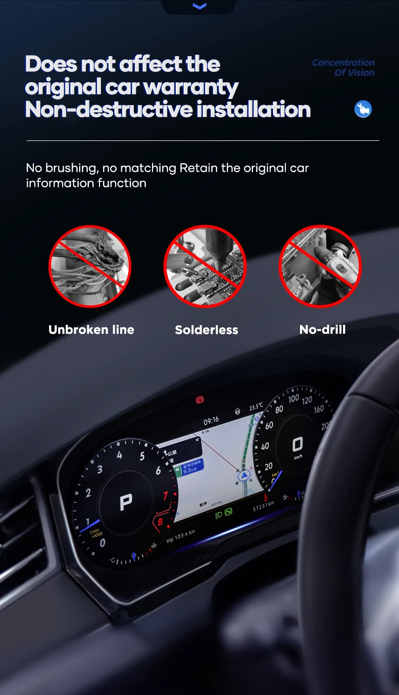 12,3 '' Prelingcar Digital Cluster Dashboard Für Audi Q3 2011-2018 Jahre Auto LCD Panel Tachometer Virtuelles Cockpit – Detail 12