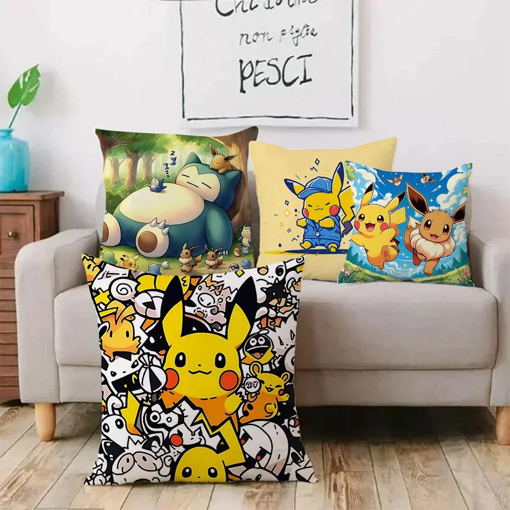 Pokemon Anime Cushion Cover 45x45cm Pikachu Decor Sofa Pillow Cover Charmander Psyduck Anime Figure Cartoon Pillowcase